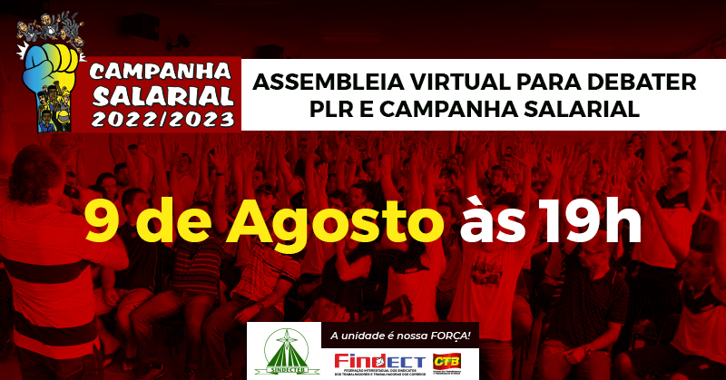 SINDECTEB convoca assembleia virtual para debater PLR, Campanha Salarial e decretar Estado de Greve