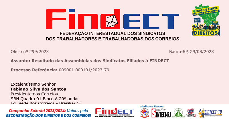 FINDECT rejeita proposta dos Correios e busca negociação séria para atender demandas dos trabalhadores