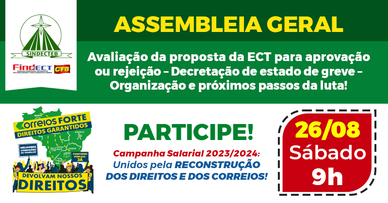 SINDECTEB convoca assembleia para avaliação da proposta dos Correios