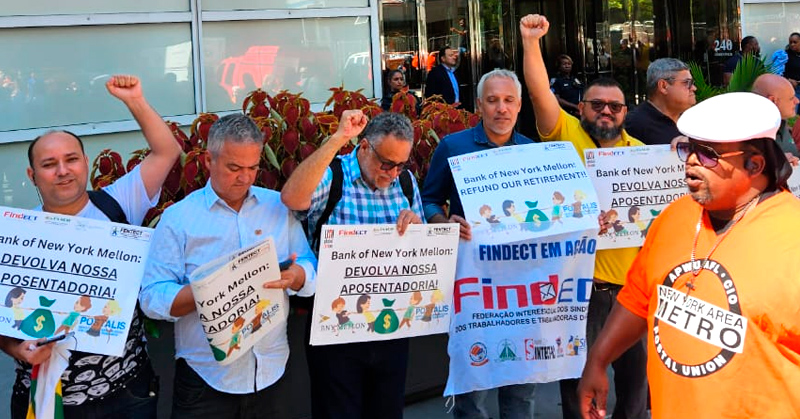 BNY MELLON: SINDECTEB e FINDECT fortalecem ato por reparação e justiça aos trabalhadores dos Correios
