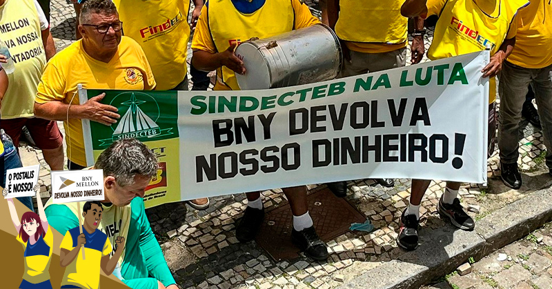 SINDECTEB participa de protesto contra o BNY Mellon no RJ