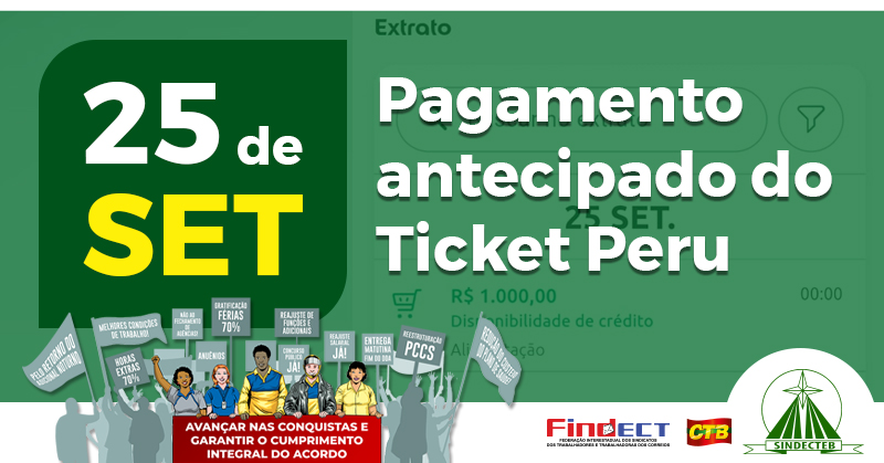 Correios divulga pagamento antecipado do Ticket Peru para…