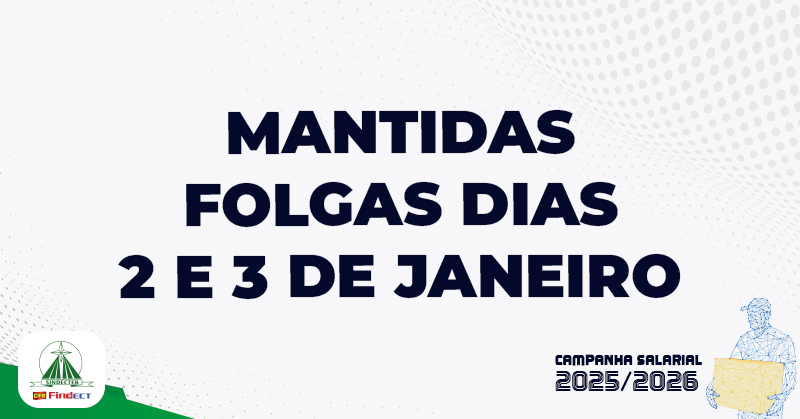 Após cobrança da FINDECT, Correios recuam e mantêm as folgas dos dias 2 e 3 de janeiro